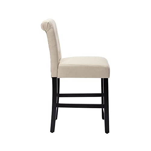 Gotminsi 24 Inch Bar Stools Fabric Set Of 4 Upholstered Back Counter Stools With Button Tufted Decoration Leisure Style Counter Bar Stools Home Kitchen Island Wooden Bar Chairs(Beige) #TOP7