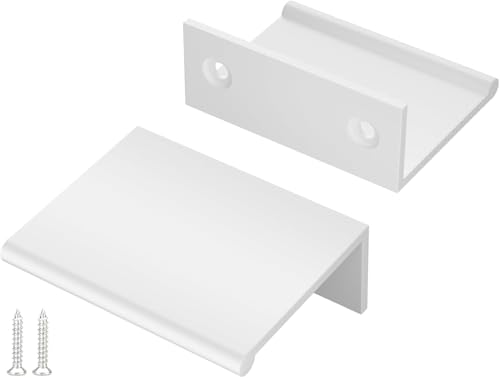 Image of Peaha 10 Pack Kitchen Cabinet Handles 1-5 /16 inch White Drawer Pulls Edge Pulls | White Cabinet Pulls Dresser Drawer Handles Modern Hidden Aluminum Alloy Closet Bedroom, Easy to Install