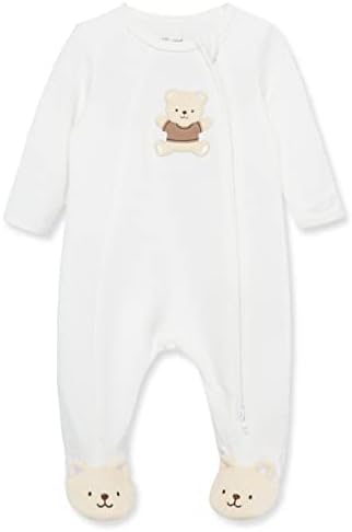 Little Me Baby Girls 100% Cotton Scratch Free Tag 2-piece SleeperFootie and Cap Set