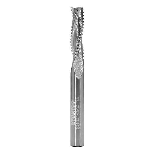 YONICO Upcut Router Bits Spiral 3 Flute Solid Carbide CNC Rougher End Mill 1/4-Inch 1/4-Inch Shank 36366-SC