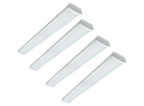 Nuvo Satco 65-1082; Linear Strip; Wrap Fixture; LED 4 ft; Ceiling Wrap; 40W; 4000K; White Finish; 100-277V for Ceiling or Wall Mounting Options, Commercial, Industrial and Residential (4 LED Fixtures)