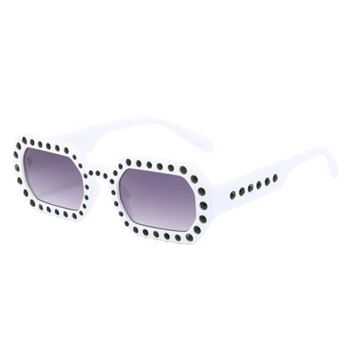Lunettes de soleil vintage pour femmes à petits verres carrés et strass brillants