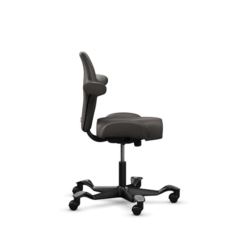 Image of HAG Capisco Sit to Stand Chair-Black Frame-Upholstered Gray Ash Vinyl