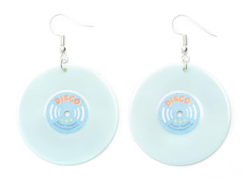 Boucles d'oreilles LP vinyle transparent clair bijou fantaisie fait main 30mm