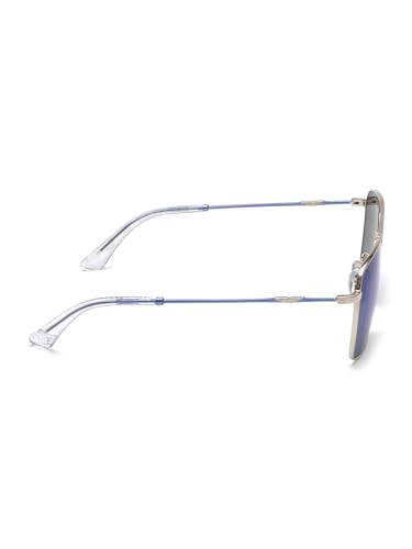 Image of Police Eyewear | Blue Lens | Silver Frame | Full Rim Square Shape Branded and Stylish Sunglasses | 100% UV Protection | Mens Sunglasses| Size Large | SPLL07K59579BSG