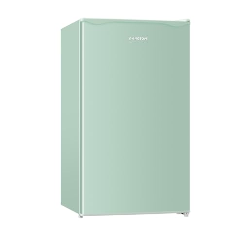 BANGSON Mini Fridge with Freezer, 3.2Cu.Ft, Single Door Small Refrigerator, Energy-efficient, Low Noise, Mini fridge for Bedroom Dorm and Office, Green