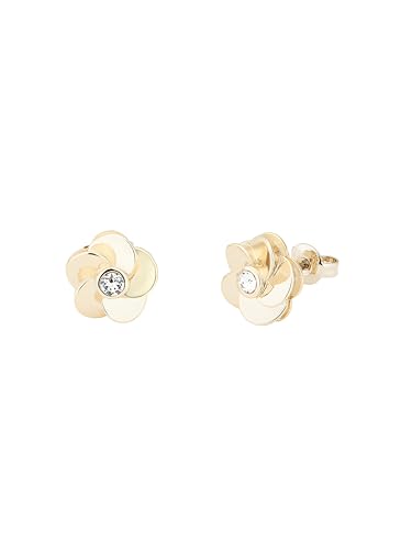 Image of Ted Baker Pelipa Polished Flower Stud Earrings for Women (Gold/Crystal)