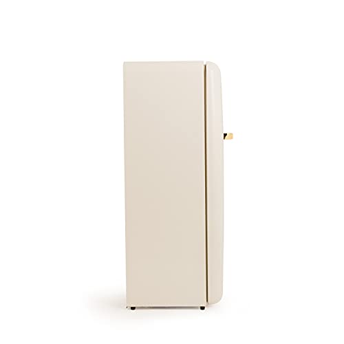 CREATE / RETRO FRIDGE 150 GOLD/Réfrigérateur blan cassé avec poignée dorée et congélateur 281L / 102W, faible consommation, 150 cm, 3 étagères, régulateur de température, 60x60x150 cm