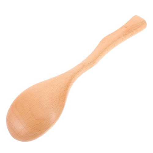 HEALEEP 大容量デザイン木製調理用スプーン 長柄立て置き可能な滑り止め飯しゃもじ キッチン用混ぜる盛り付け兼用木製飯スプーン家用