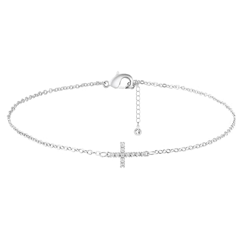 XFSRG Pulsera de Cruz para Mujeres Pulsera con Cruz Ajustable Pulsera 18K...
