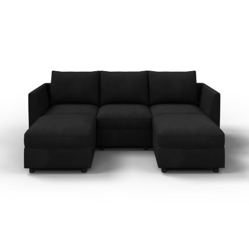 Image of HONBAY Modular Sectional U Shaped Sofa with Storage,Black