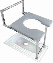 NEOSAFE Stainless Steel Premium Folding Shower Bathing Room Wall Mount Commode Stool Indian Toilet Seat For Elderly Disabled man And Pregant Women Support (grey)