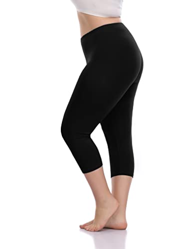 Cheapestbuy Women's Plus Size Capri Leggings Lightweight Soft Crop Leggings Basic Capris Yoga Pants