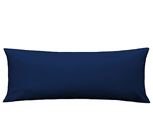 iMaylex Soft 100% Egyptian Cotton Zipper Pillow Case Cozy and Lightweight Pillowcase Easy Care Navy Blue Body 20 x 48