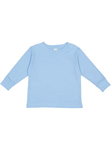 RABBIT SKINS Toddler 100% Cotton Fine Jersey Long Sleeve Tee, Light Blue, 4T