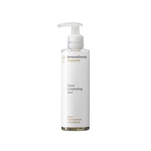 InnovaGoods® limpiador facial 200 ml con arroz, hamamelis,caléndula & symcalmin, gel limpiador facial hidrata, ilumina, proporciona elasticidad ingredientes naturales apto para todo tipo de pieles