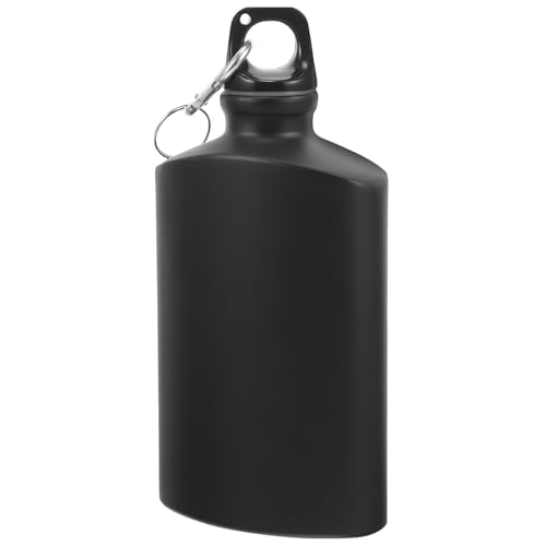 CHILDWEET Cantimplora Negra de Agua de Aleación de Aluminio para Acampar de 500ml, Portátil Prueba de Fugas, Adecuado para Actividades de Senderismo y Ciclismo