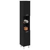 vidaXL Gabinete de Baño con Estante Roble Negro 30 x 30 x 179 cm, Armario de baño Moderno, diseño Rectangular, Unidad Duradera, Organizador Compacto, estantería Esencial para el hogar