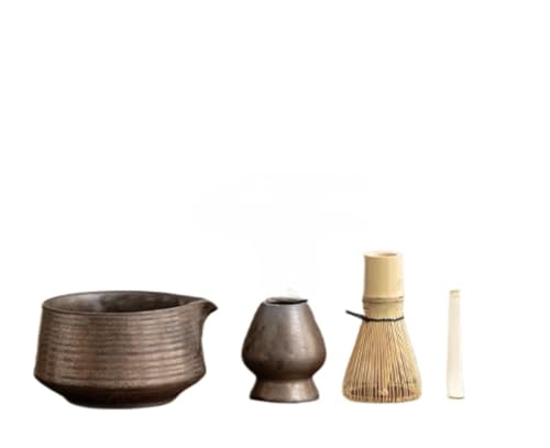 抹茶茶器 茶器 抹茶 茶道 茶碗 茶筅 ギフトボックス包装 茶器 お土産 (セット: ギフトボックス*1、抹茶碗*1、茶筅*1、抹茶スプーン*1、茶立て*1) (ブラウン)