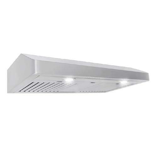 PROLINE 30-Inch Under Cabinet Range Hood, Ducted, 600 CFM, Stainless Steel, LED Lights, ULTRA-QUIET Blower Motor, 4 Speed, 3-Year Warranty, PLJW 185.30V2