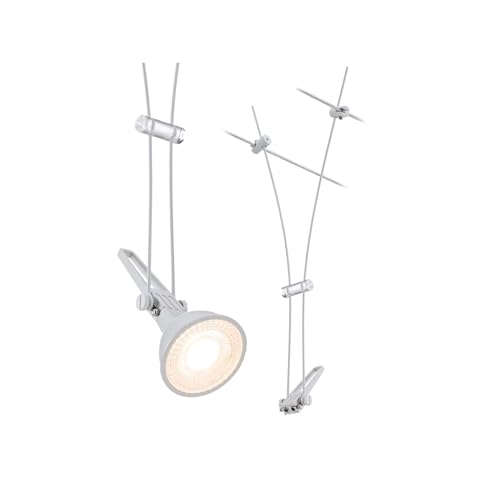 Paulmann CorDuo, punto luce singolo per sistema di cavi per faretti, 94488, Comet, massima CC: 12V 50 Watt, estensibile, bianco, opaco, cavi in metallo, GU 5,3, senza lampadine