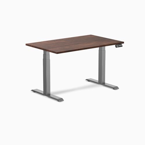 Image of Desky Electric Standing Desk, 48 x 30 inch Softwood Height Adjustable Sit Stand Desk, Dual Motor, Memory Presets, Ergonomic Workstation for Home Office - American Rustic Pine Wood Top