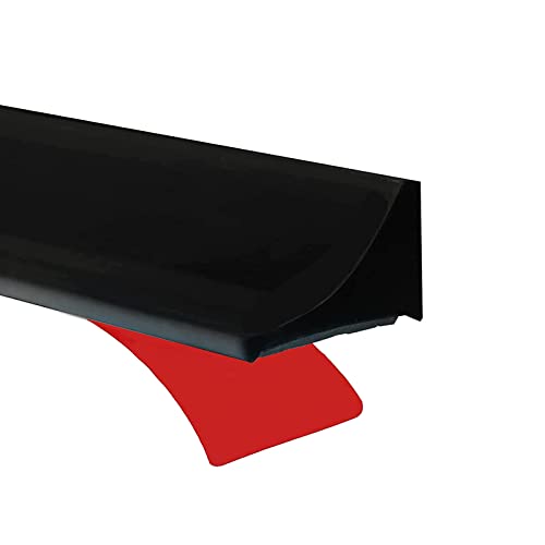 118'/3M Negro Barrera de Ducha Y Sistema de Retención，Umbral de Ducha Plegable，Barrera Agua Silicona Tira Impermeable Sellado，Perfil Ducha Adhesivo，Tope de Agua Flexible para Baño Suelo，Lavabo，Bañera