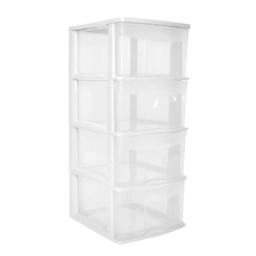 El Mejor Listado de Cajones de Plastico para Ropa . 44 Cajonera De Plástico, Cajonera Organizador Multiusos De Color Blanco Con 4 Cajones Transparentes Onyx