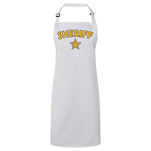 Tablier cuisine blanc Sheriff pour animer vos soirées barbecue en famille