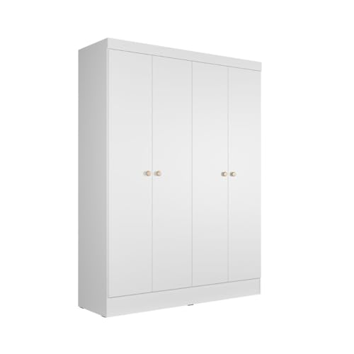Guarda-Roupa 4 Portas Renzo Casal 5 Nichos Quarto (Branco Fosco)