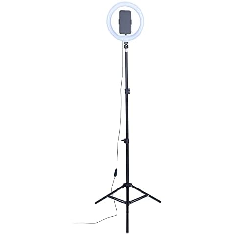 Intempo EE7222BLKSTKEU7 Selfie Light Stand, 26cm Free Standing Ring Light with 3 Modes, Extendable Height Up to 1.6 M, Easy to Use Controller, Foldable, USB Powered, for Vlogging and Streaming Cover