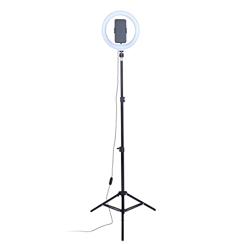 Intempo EE7222BLKSTKEU7 Selfie Light Stand, 26 cm Ring Light With 3 Modes, Extendable Height Up To 1.6 M, Easy To Use Controller, Free-Standing & Foldable, USB Powered, For Vlogging And Streaming
