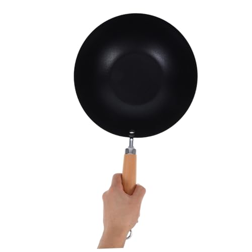 Wok profundo con mango de madera ergonómico PRETYZOOM miniatura 4