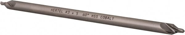 Hertel Combo Drill & Countersink, #3, 1/4" Body Diameter, 118° Angle, Cobalt, 7/64" Point Diameter, 7/64" Point Length, 5" Overall Length, Bright Polished Finish