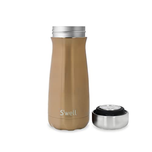 S'well Traveler Drinks Bottle, Pyrite, 470ml. Vacuum-Insulated Travel Bottle Keeps Drinks Cold and Hot - BPA-Free Stainless Steel Water Bottle - Image 3
