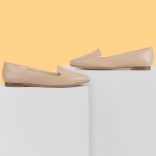 Image of MUSSHOE Black Flats for Women Pointed Toe-Comfortable Business Casual Work Shoes, Dressy Suede Slip On with Memory Foam for Office, Teacher & Standing All Day