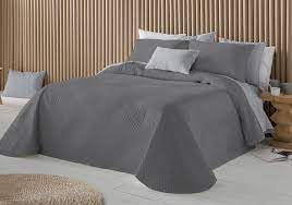 TEXTIL ANTILO Trapunta trapuntata modello grigio reversibile Fundeco (180 cm (270 x 270 cm) + 2 F.CUSIN)
