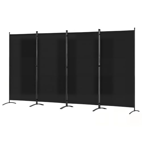 Angel Living Biombo Divisor de Ambientes de 4 Paneles, Biombo Protector, Biombo Plegable, Separadores de Ambientes para Sala de Estar, Jardín, Exterior Natural 324 x 180 cm (Negro)