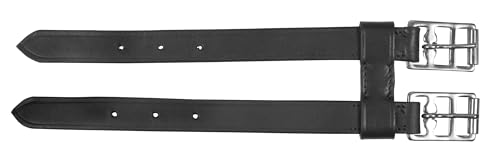 Covalliero Extensor de cincha para Silla de Montar, Negro, Cuero, Caballo, extensión hasta 27 cm, Hebillas Resistentes
