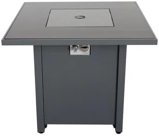 25'' H x 30'' W Steel Outdoor Fire Pit Table with Lid