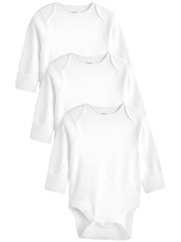 NEXT Baby Hautfreundliche Langarmstrampler, 3er-Pack Weiß 74-80