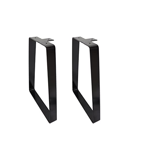 16 inch Metal Bench Legs Trapezoid Metal Dining Table Legs, Heavy Duty Metal Hairpin Legs for Office Furniture Legs, Coffee Table Legs, Desk Legs, DIY (Bear Up to 300lb), Black, Set of 2