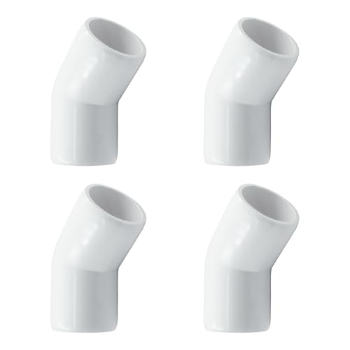 Piutouyar 4 Pcs 1 Inch 45 Degree Elbow PVC Pipe Fitting, 2 Way Furniture Grade Pipe Connector PVC Elbow Fitting Pipe Corner Connector for DIY Shelf Garden Support Structure