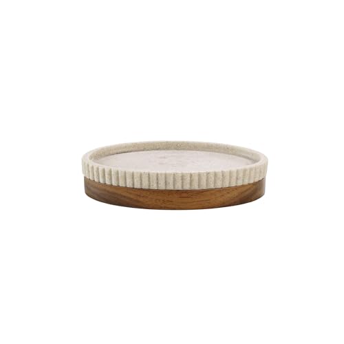Douceur d'Intérieur Niagara - jabonera (diámetro 14 x 9,5 x 2,8 cm) Natural, poliresina y Acacia