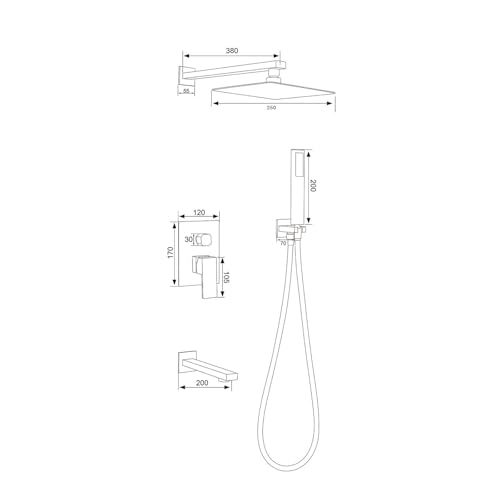 Mitigeur de douche encastré 3 modes à commande monocommande pour basculer facilement
