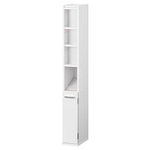 ぼん家具 [完成品] トイレ収納 スリム 日本製 トイレットペーパー 収納 7ロールタイプ 掃除道具入れ すき間 ホワイト