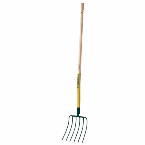 LEBORGNE - Fourche à Maïs 6 Dents - Outils Forgés et Trempés - Sans Manche - Dimensions 32 x 27 cm - Poids 1,1 kg - Protège Pointes pour Sécurité - Pour Foin et Déchets Végétaux