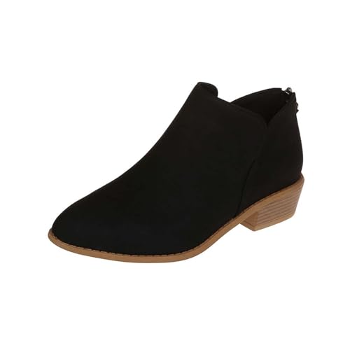 Bottes courtes tendance femme talon épais rouge noir bottines confortables