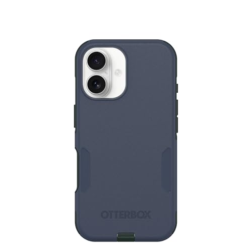 Image of OtterBox iPhone 16 (Only) - Commuter Series MagSafe Case - Indigo Marsh (Blue & Green) - Built-in Magnets - Slim & Tough - Pocket-Friendly - with Port Protection
