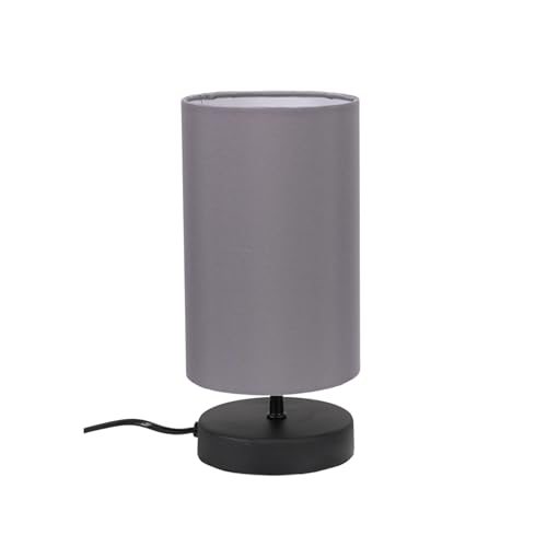 ValueLights | Matt Black Cylinder Touch Dimmer Table Lamp with Grey Fabric Shade | Table Lamps, Home Décor & Improvement Essential